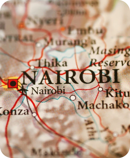 Map of Nairobi and surrounding areas